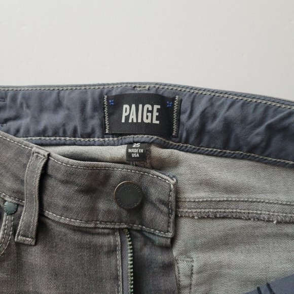 Paige Hoxton High Rise Skinny Crop Distressed Raw Hem Jean, Nila Grey - Picture 8 of 12